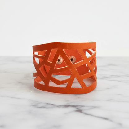 Orange Barcelona Leather Cuff, Leather Bracelet