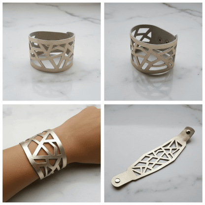 Platinum Barcelona Leather Cuff, Leather Bracelet
