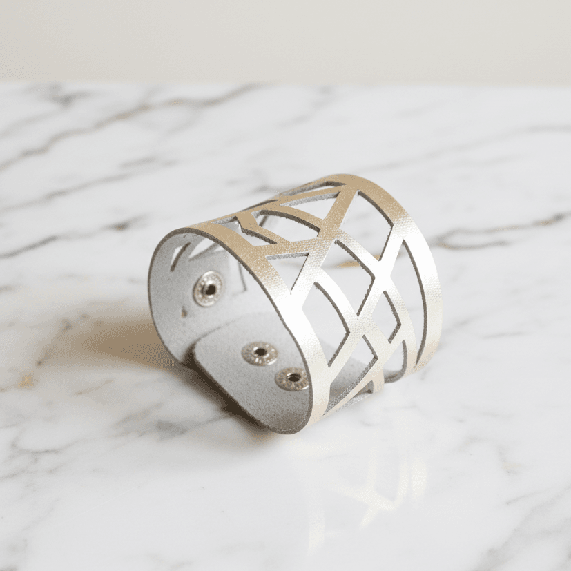 Platinum Barcelona Leather Cuff, Leather Bracelet