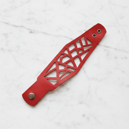 Red Barcelona Leather Cuff, Leather Bracelet