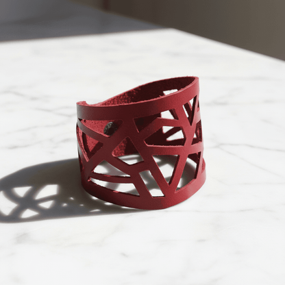 Red Barcelona Leather Cuff, Leather Bracelet