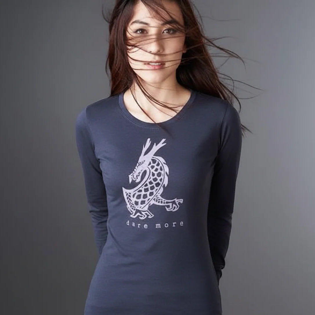 "Dare More" Dragon Long Sleeve T-Shirt for Women