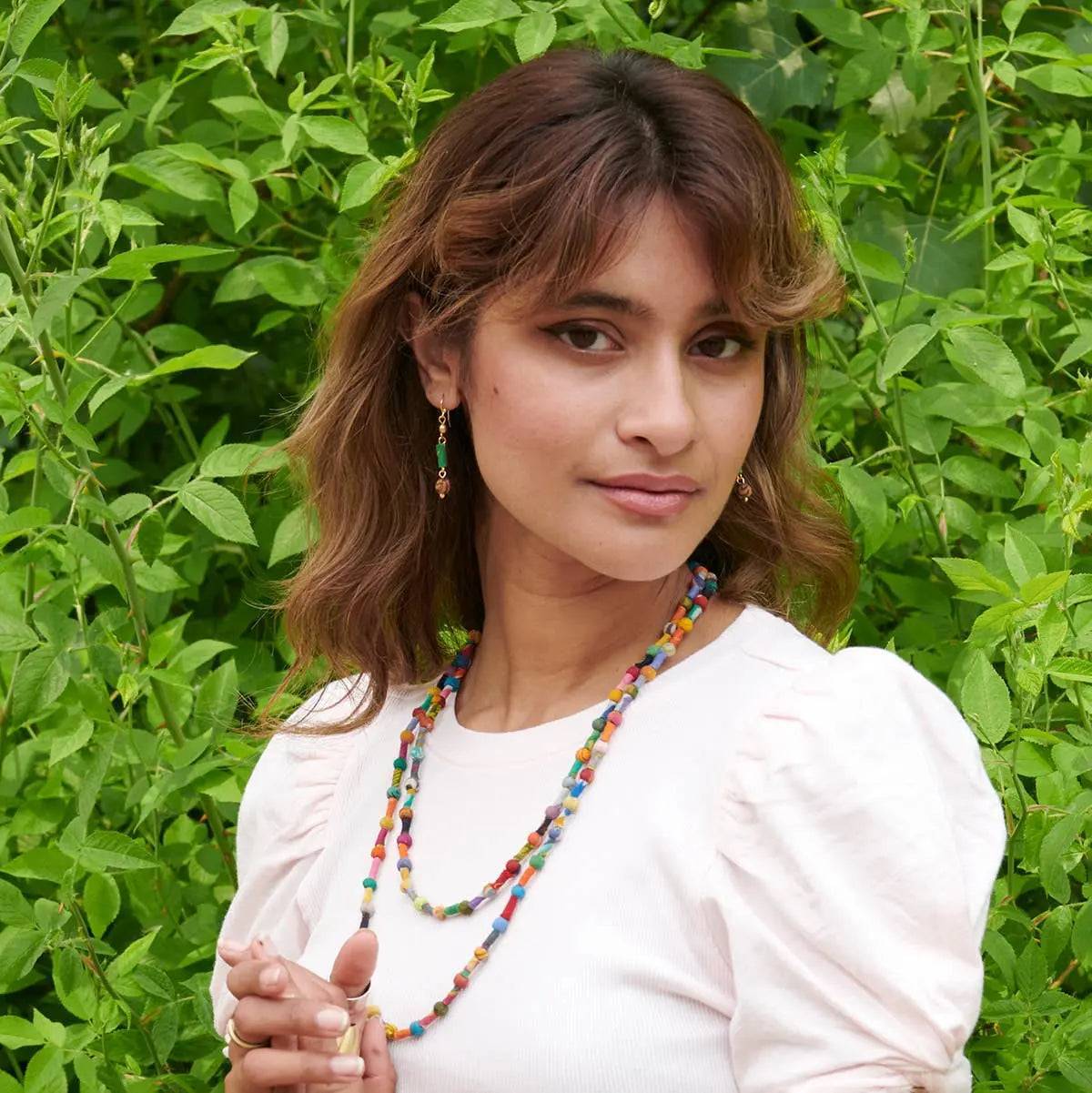 Scrolled & Dotted Kantha Earrings WorldFinds