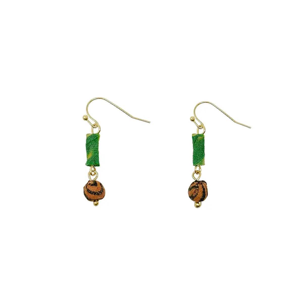 Scrolled & Dotted Kantha Earrings WorldFinds