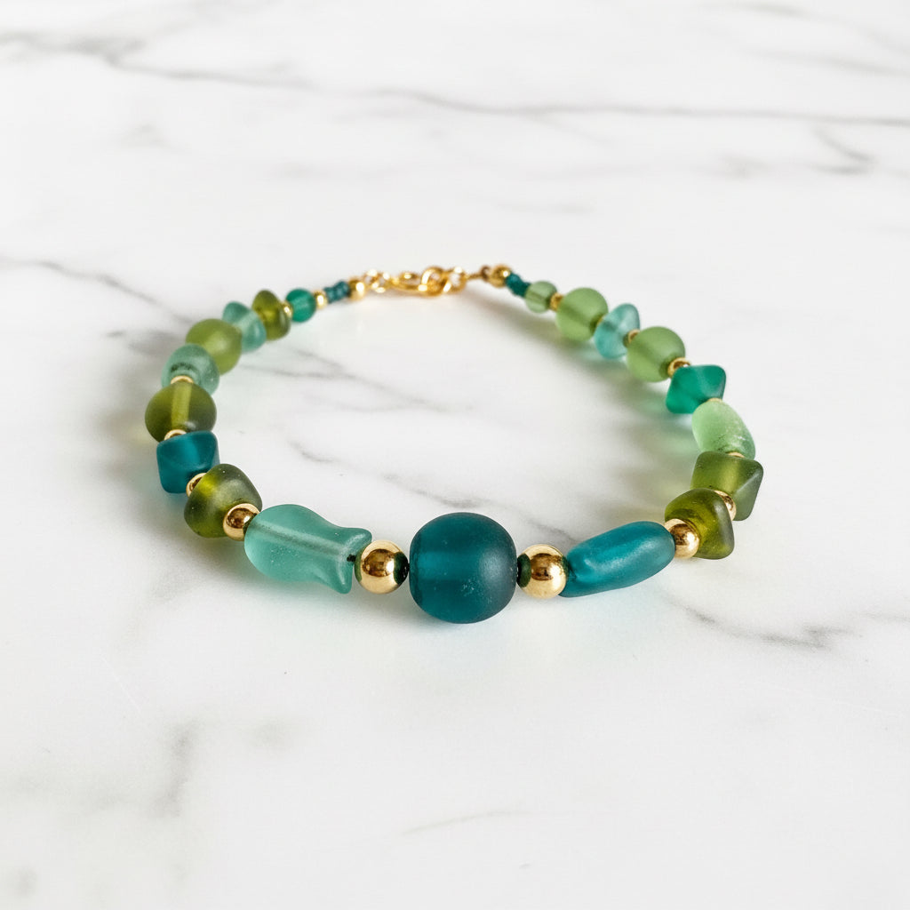 Sea Glass Inspired Beaded Bracelet* Janine Design
