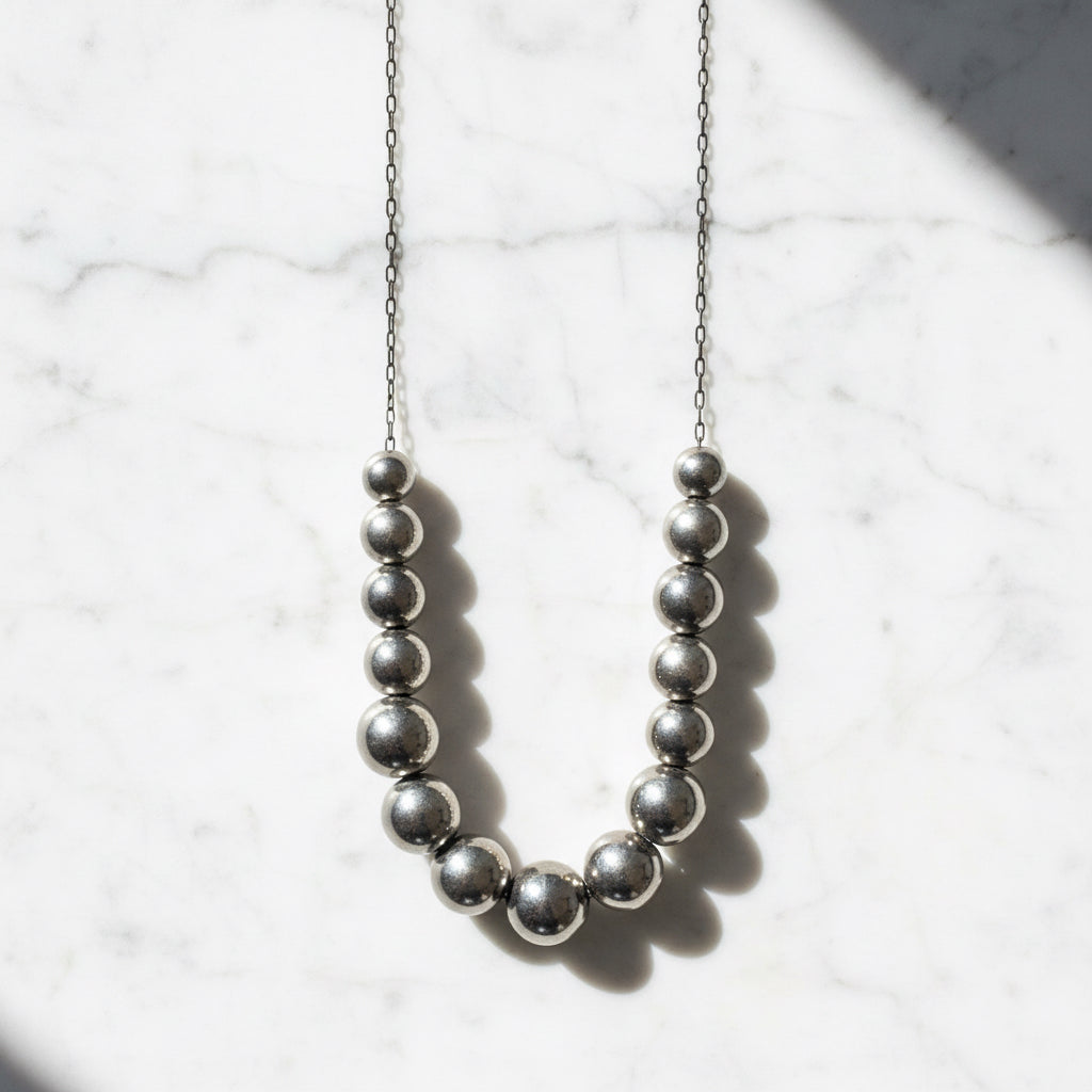Eco-Friendly Silver Bead Necklace for Sustainable Style
