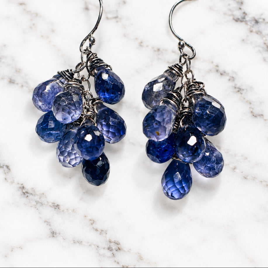 Natural Iolite Drop Earrings