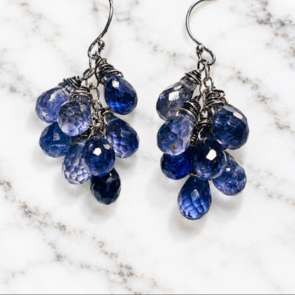 Natural Iolite Drop Earrings