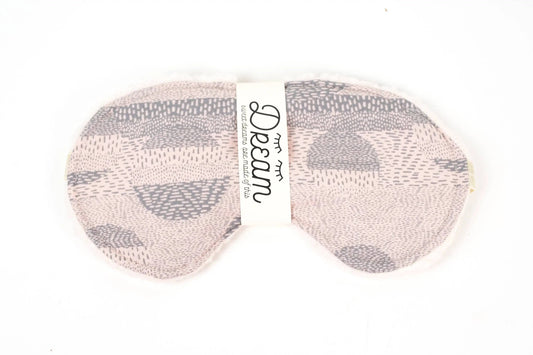 Front view of Sweet Dreams Sleep Mask featuring a soft cotton fabric with abstract patterns, ideal for restful sleep and relaxation.