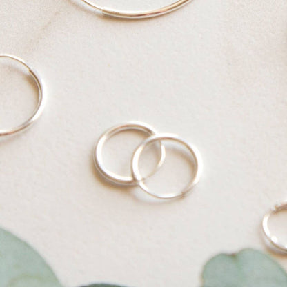 Sterling Silver Hoops Earrings Collection with 8 Sizes