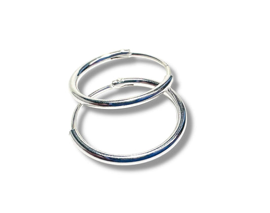 Small Simple Endless Silver Hoops*