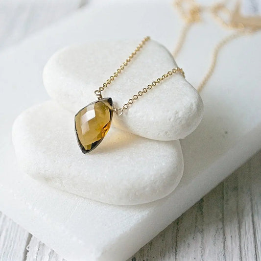 Smoky Quartz on Gold Filled Chain - Uni-T