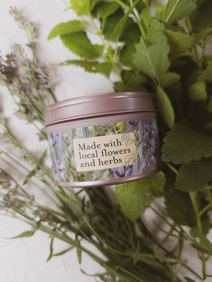 Sooothe Lavender Mint Botanical Tin Candle Herb Soy Wax Gift Ash & Rose