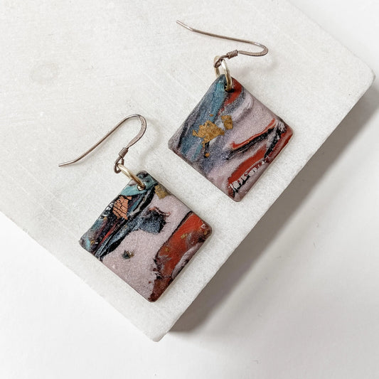 Square Polymer Clay  Earrings - Uni-T