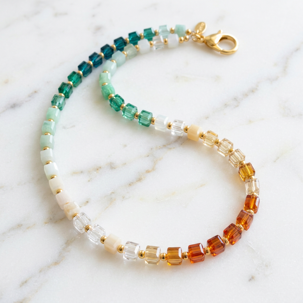 Square Glass Beaded Necklace