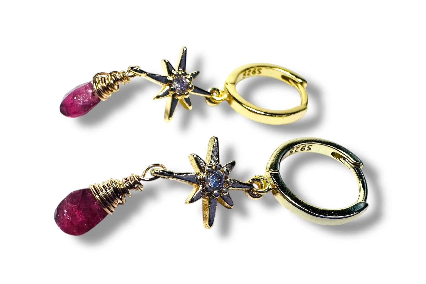 Star Huggie Hoops, Gold Filled Earrings, Hoops, Tourmaline Earrings* Janine Gerade