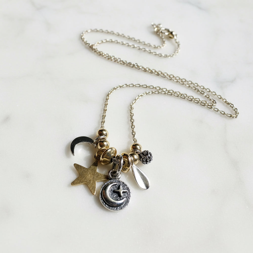 Multi Metal Charm Necklace/Golden Charm Necklace*