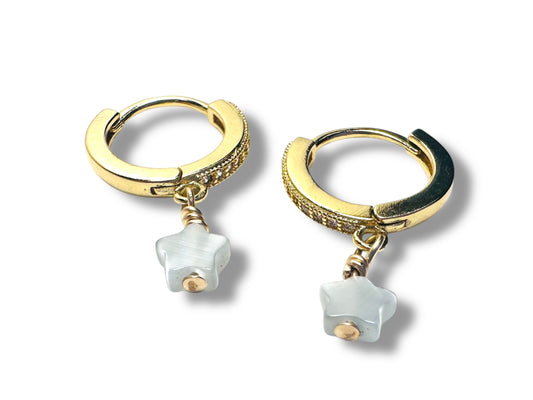 Star Huggie Hoops, Gold Filled Earrings*