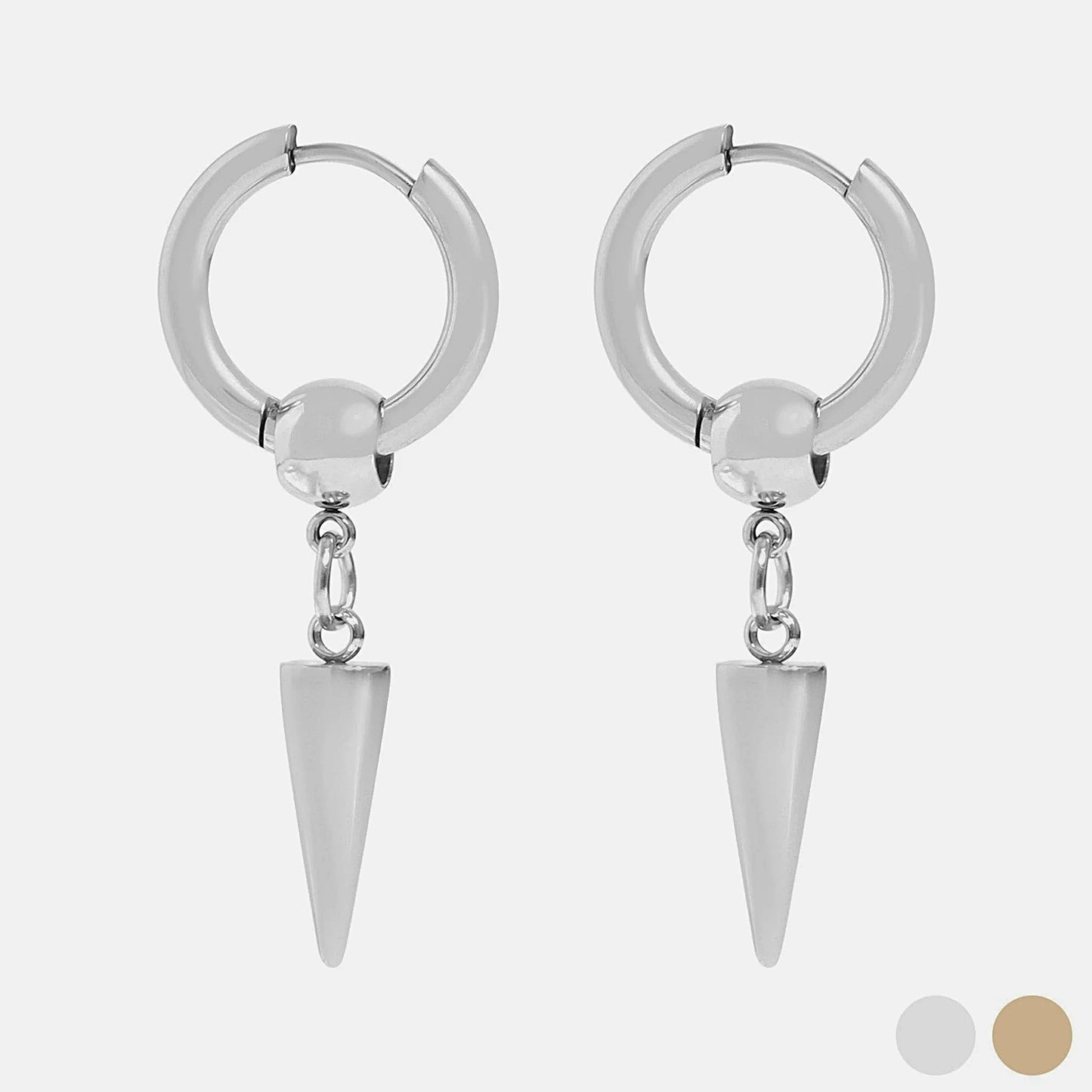 Stainless Steel Spike Pendant Hoop Earrings*