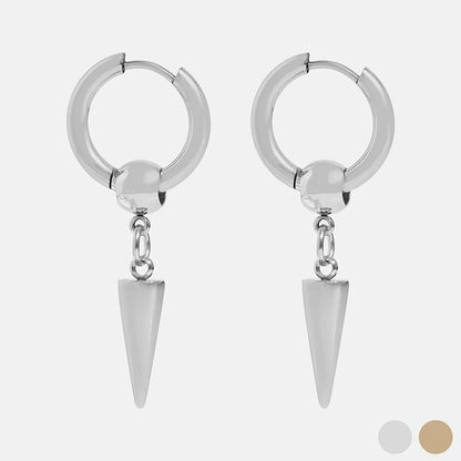 Stainless Steel Spike Pendant Hoop Earrings*