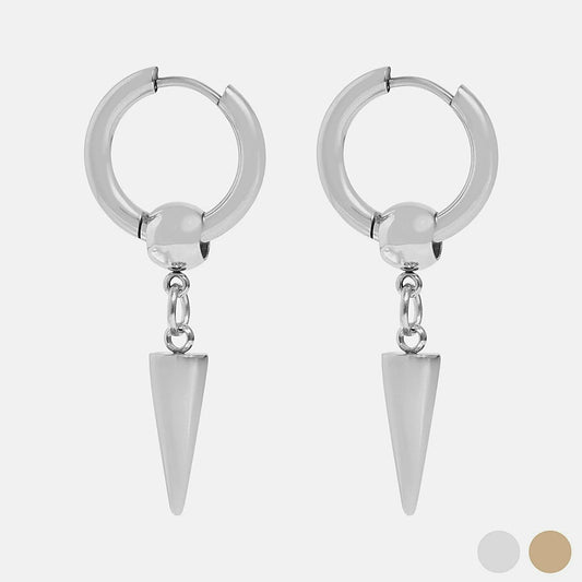 Stainless Steel Spike Pendant Hoop Earrings*