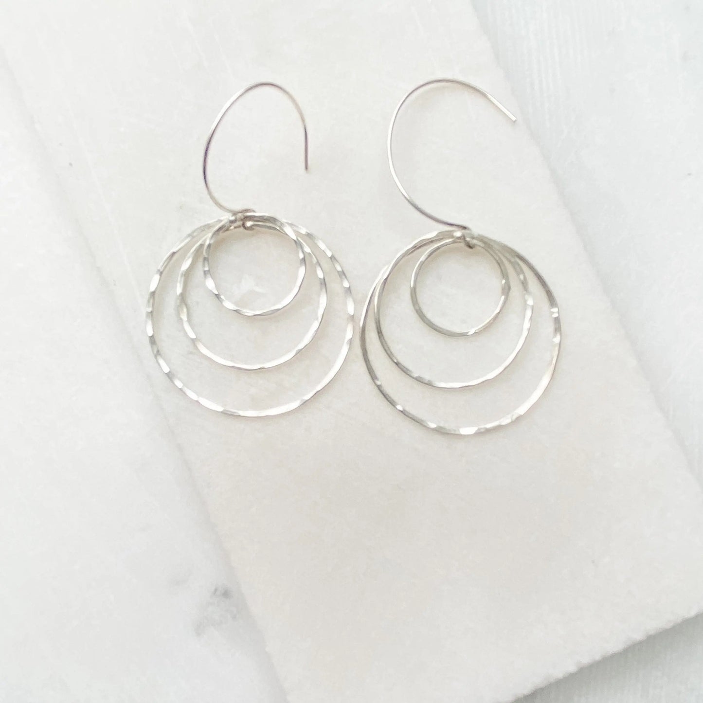 Sterling Silver Hammered Hoop Earrings | Handmade Jewelry - Uni-T