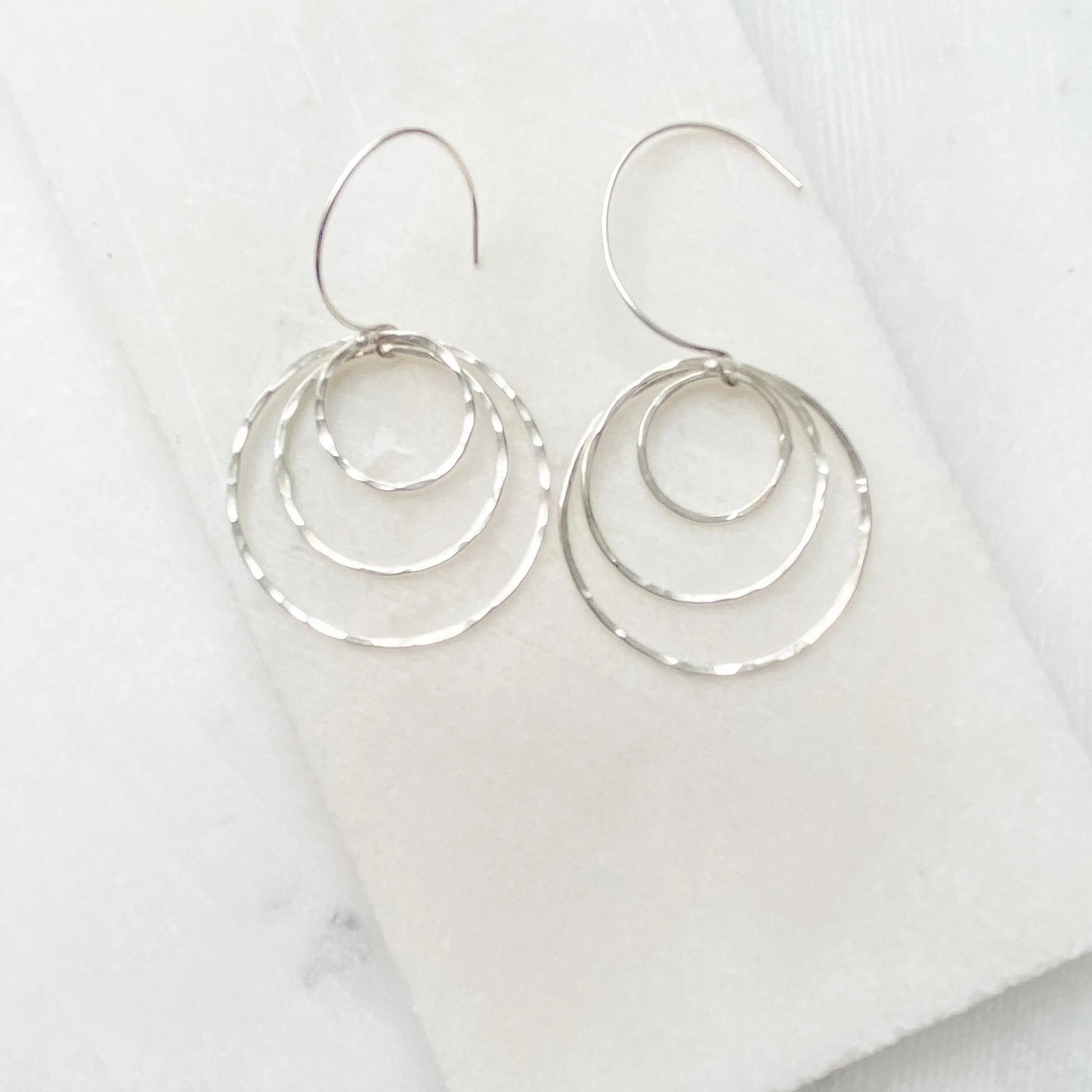 Sterling Silver Hammered Hoop Earrings | Handmade Jewelry - Uni-T