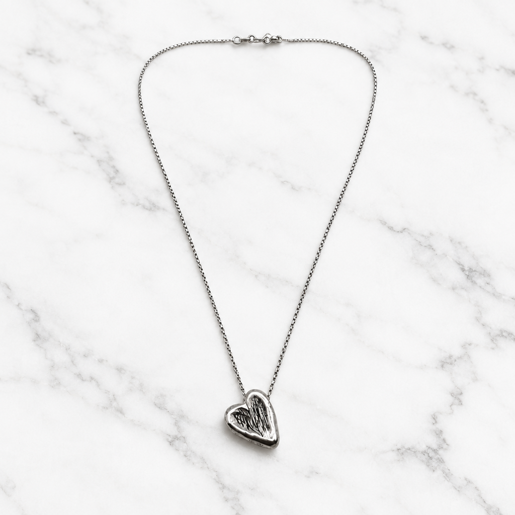 Silver Heart Bead Minimalist Necklace