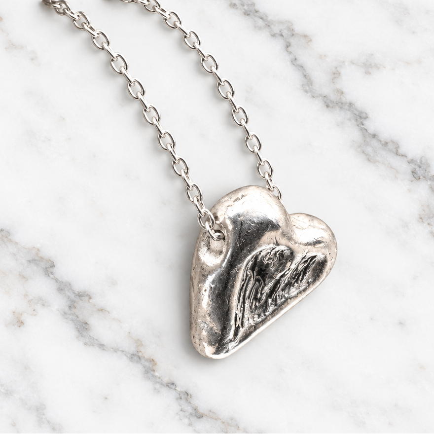 Silver Heart Bead Minimalist Necklace