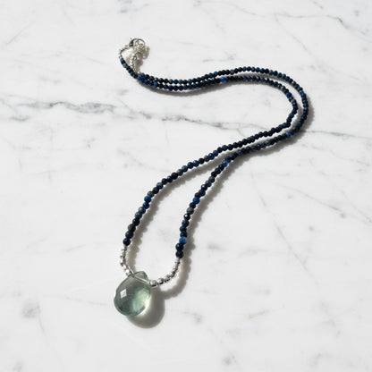 Beaded Gemstone Necklace with Fluorite and Sodalite
