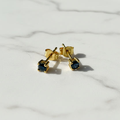 Tiny black gemstone stud earrings