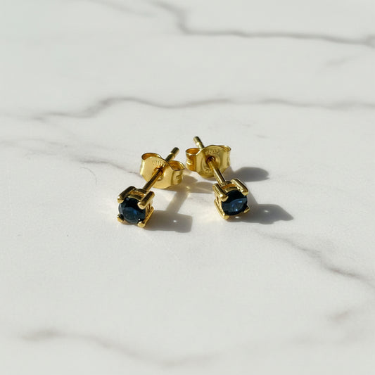 Tiny black gemstone stud earrings