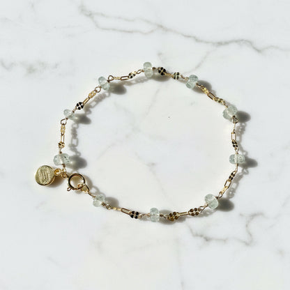 Gold and Silver Dainty  aquamarine bracelet ***