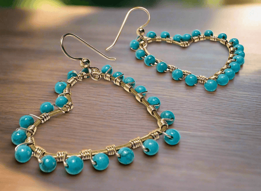 Beaded Heart Hoop Earrings*