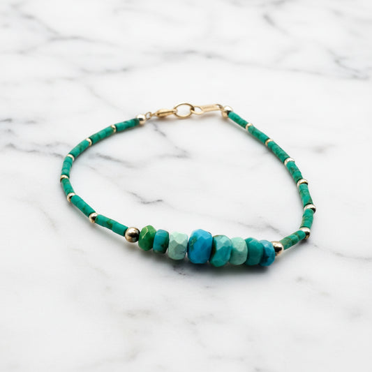 Turquoise and Sterling Dainty Bracelet***
