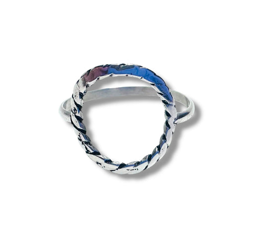 Twist Circle Ring /Family Ring/Texture Ring-*