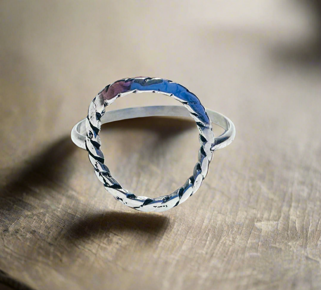 Twist Circle Ring /Family Ring/Texture Ring-*