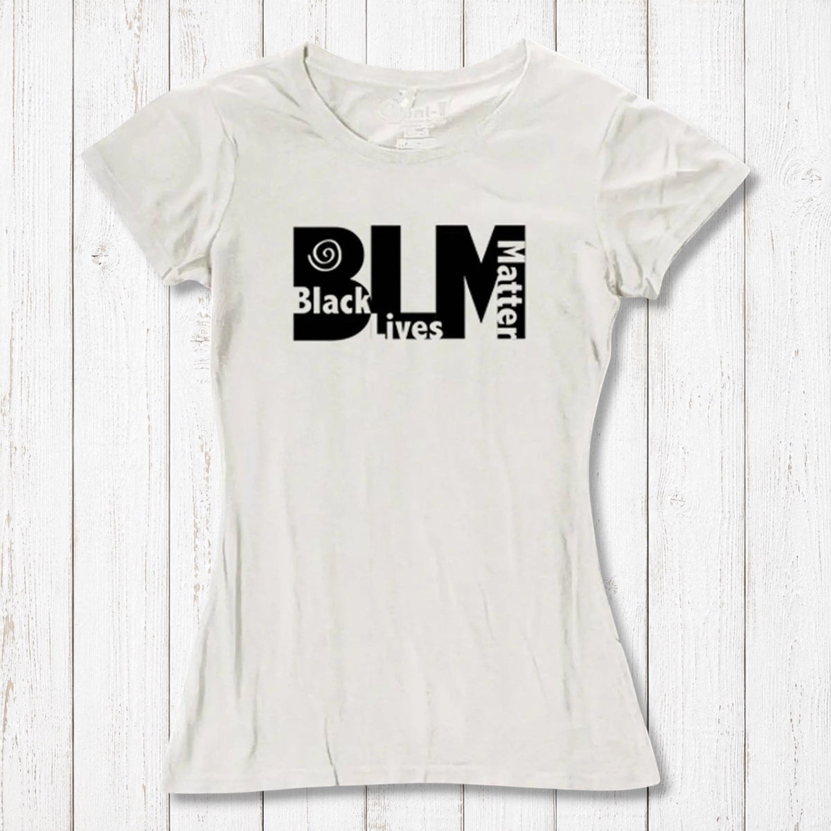 White Women's Black Lives Matter T-Shirt in bamboo and organic cotton. Clean, minimalist activist tee by Uni-T.
