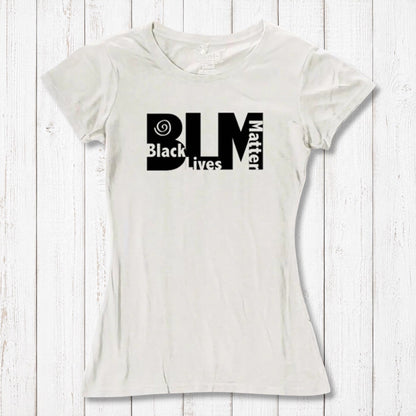 White Women's Black Lives Matter T-Shirt in bamboo and organic cotton. Clean, minimalist activist tee by Uni-T.