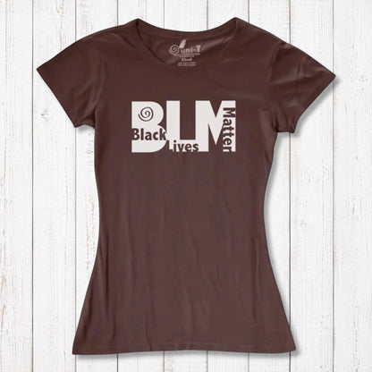 Brown Women's BLM T-Shirt made from bamboo and organic cotton. Earth-toned graphic tee for social justice by Uni-T.