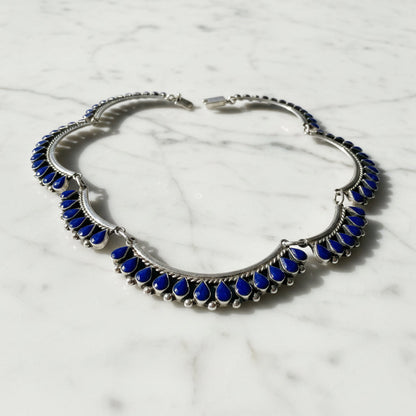 Silver and blue gemstone necklace