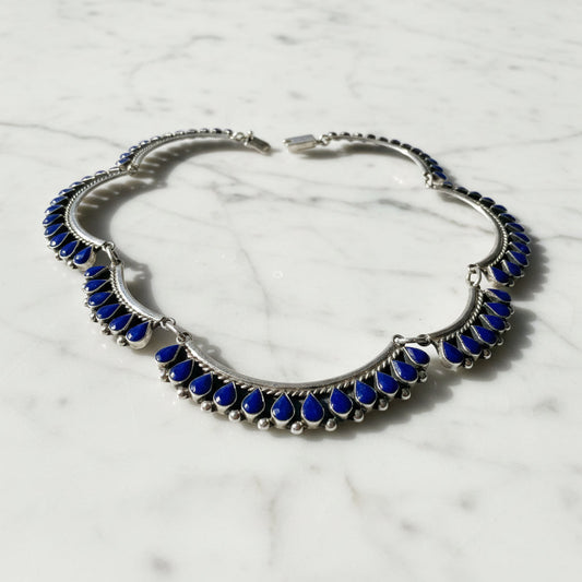 Silver and blue gemstone necklace