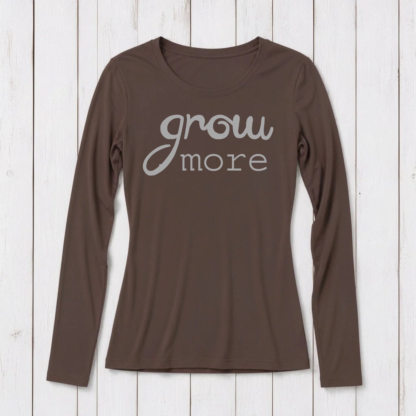 "Grow More" Typography Long Sleeve T-Shirt for Women
