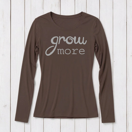 "Grow More" Typography Long Sleeve T-Shirt for Women