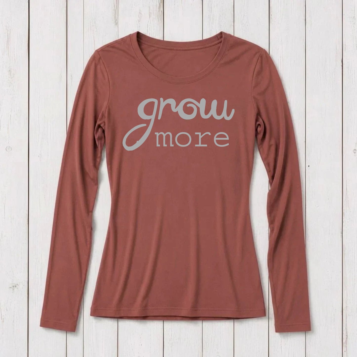 "Grow More" Typography Long Sleeve T-Shirt for Women