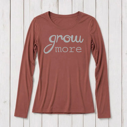 "Grow More" Typography Long Sleeve T-Shirt for Women