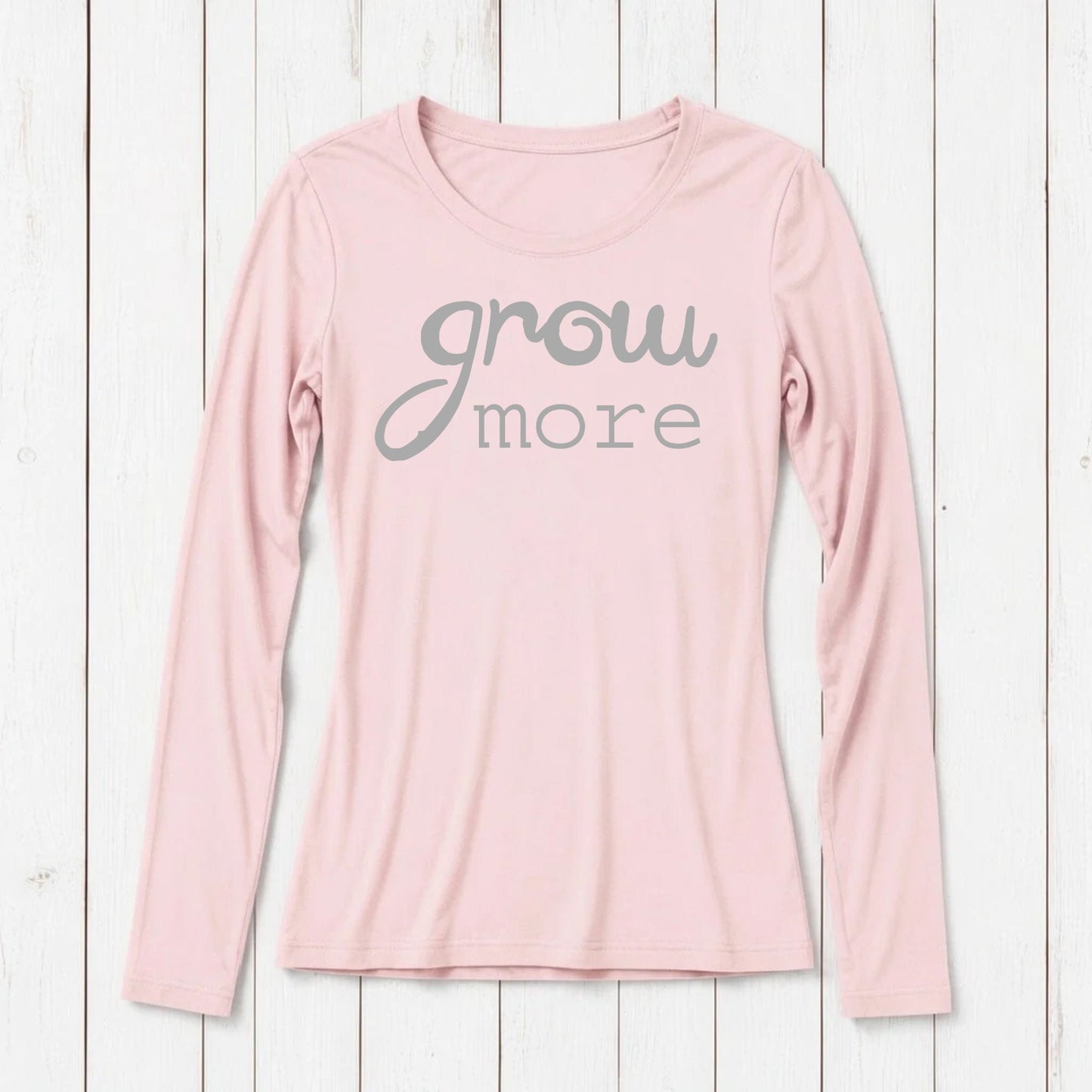"Grow More" Typography Long Sleeve T-Shirt for Women