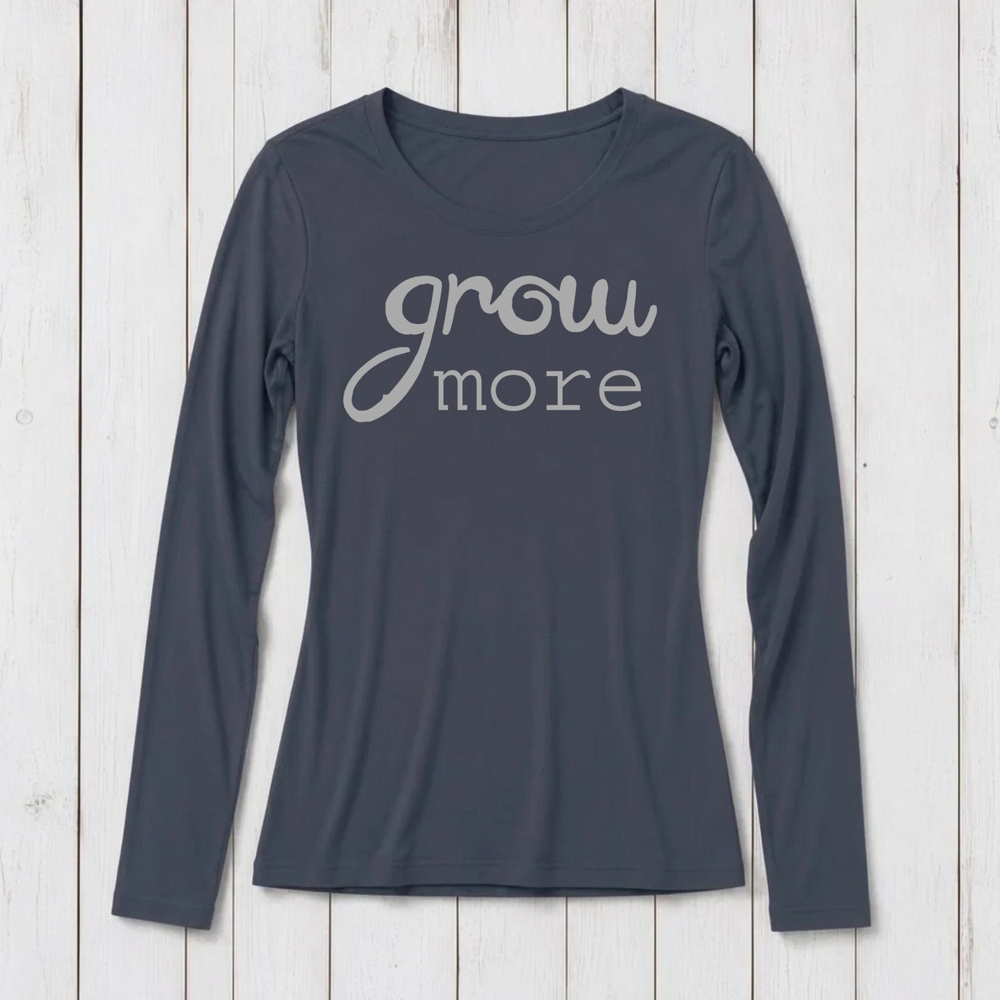 "Grow More" Typography Long Sleeve T-Shirt for Women