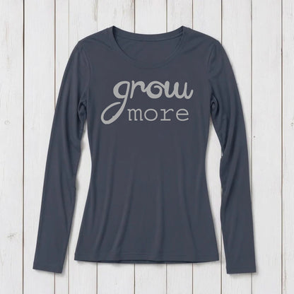 "Grow More" Typography Long Sleeve T-Shirt for Women
