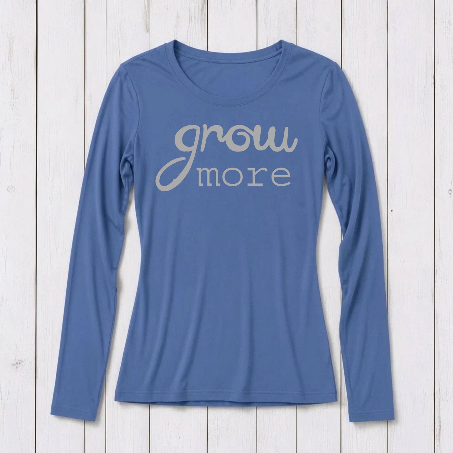 "Grow More" Typography Long Sleeve T-Shirt for Women